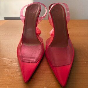 AMINA MUADDI Pink Holli Glass PVC Transparent Slingback Pumps Size IT 37.5